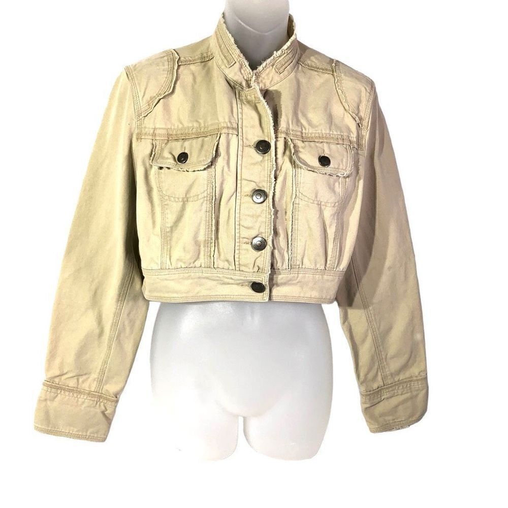 Personal Identity Teen's Close Neck Cropped Denim Jacket Size XL/15